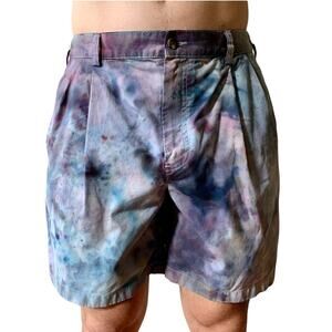 Hand Ice Dyed Vintage Shorts Reworked Gray Purple Khaki Men's Size Medium